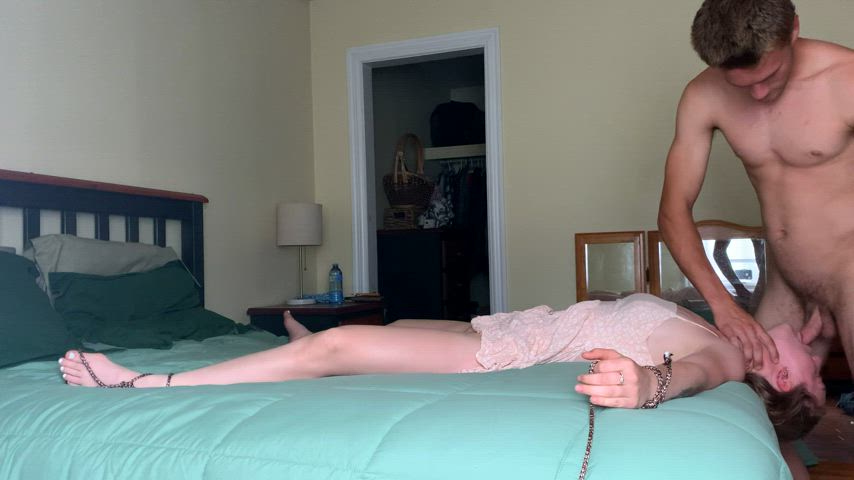 I owed him a favor, now he fucks my throat after he tied me up : video clip