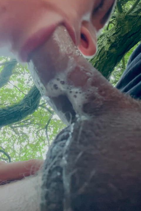 I got horny on our hike so I sucked his dick on thetrail : video clip
