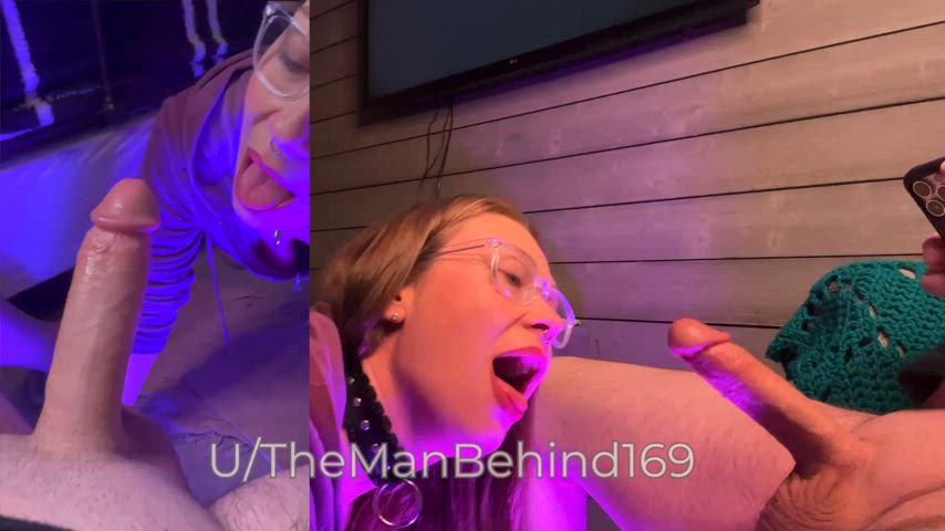 Slow fucking her throat Split screen : video clip