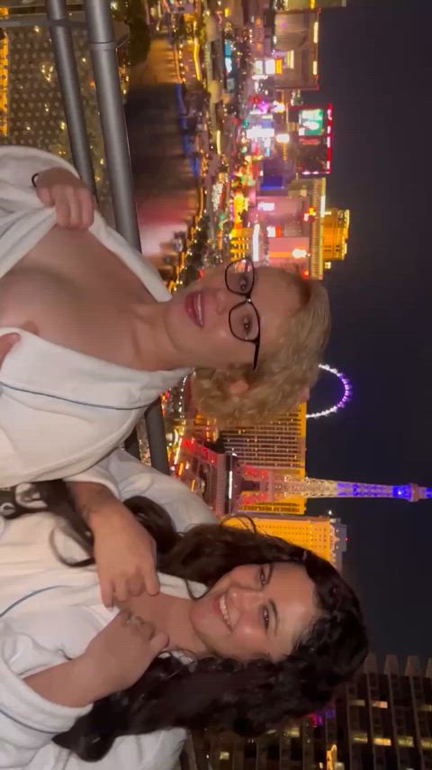 Gave our cute blonde friend her first threesome in Vegas : video clip