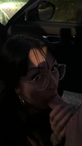 He took me out to dinner so I sucked him off and let him cum on my face! : video clip