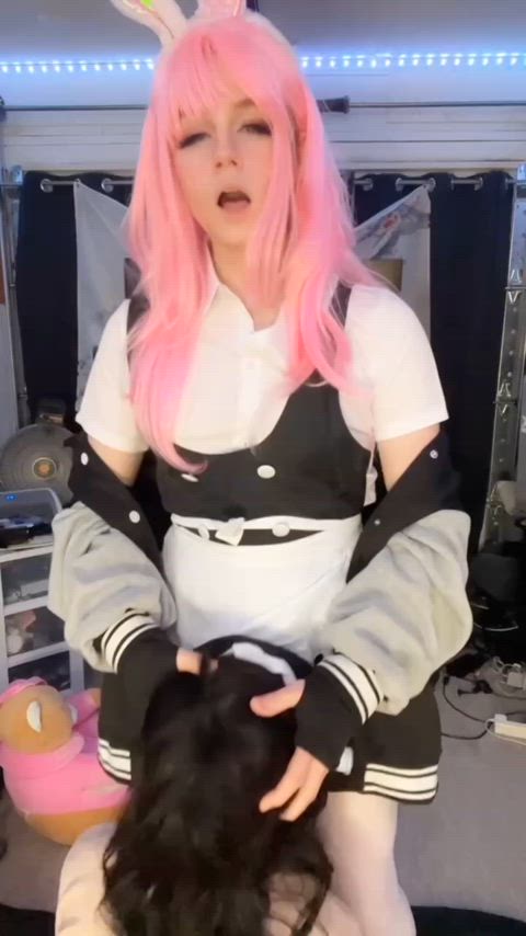 My GOON buds got me to dress like a maid and we all fucked at the same time >////< : video clip