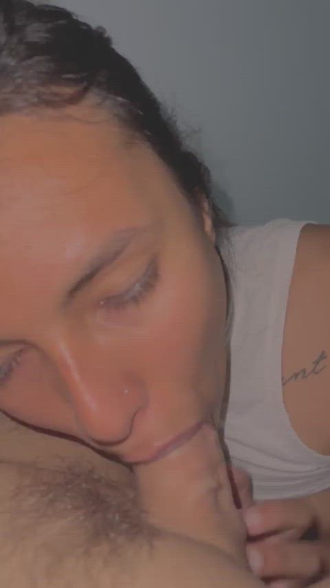 I love teasing his cock with my tongue piercing : video clip