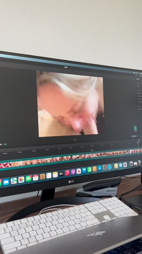 I can't stop sucking his cock while he works : video clip