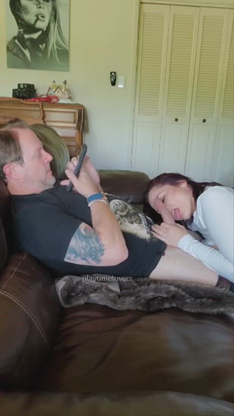 We have a free use deal, I get to tease & suck his cock anytime I want. : video clip