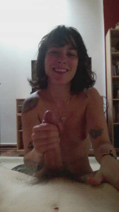 How many weeks do you think it will be before she makes him cum? : video clip