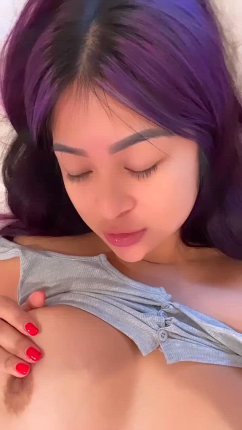 18 y.o Asian girl with huge knockers, Any suckers in here : video clip
