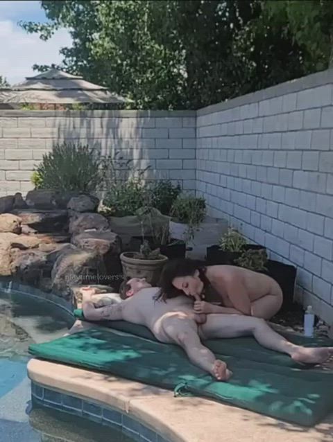 Enjoying some outdoor cock sucking this morning : video clip