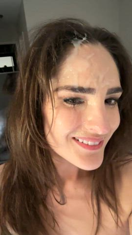 Loving my cum drenched face! : video clip