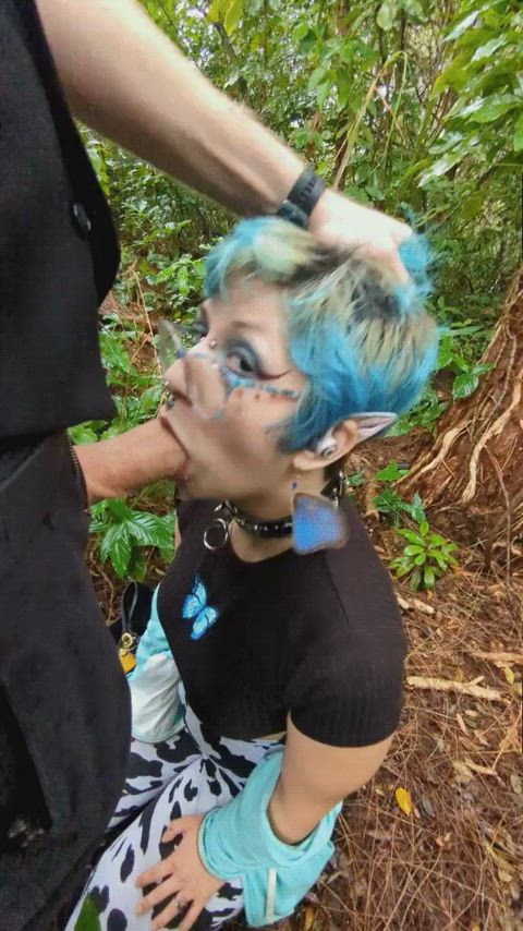 Blowjob fairy in the woods - bj in nature : video clip