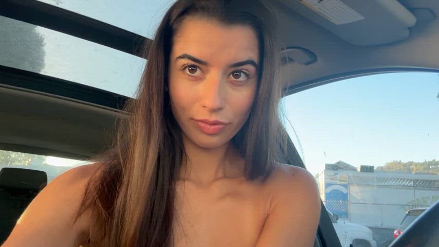 got caught and the officer said I had to drive with a top on... hopefully he liked these teen tits : video clip