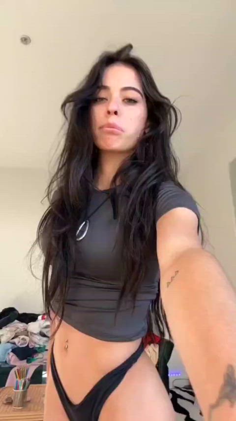 Gooning to this TikTok brat all day. Should I swallow my cum for her? : video clip