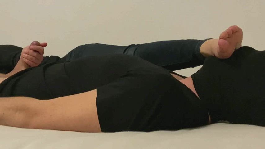 There is nothing greater for him than licking my feet while I pamper his cock : video clip