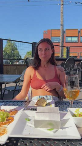 Can't even finish a taco before taking my tits out [GIF] : video clip