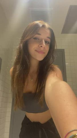 I just couldn't resist getting my tits out, had to go to the school toilet quickly haha... wish you were here with me : video clip