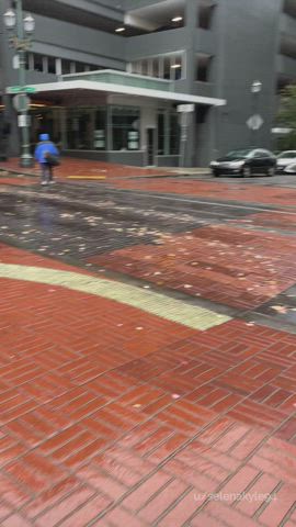 Coffee and Flashing down the Street with a Friend! [GIF] : video clip