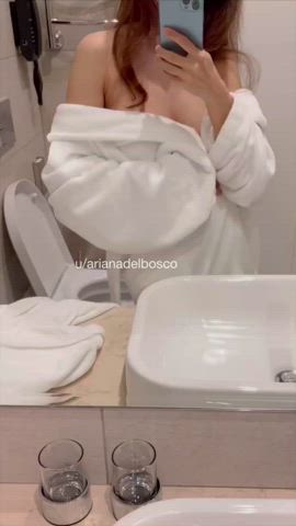 I have some nice mommy milkers under my bathrobe! : video clip