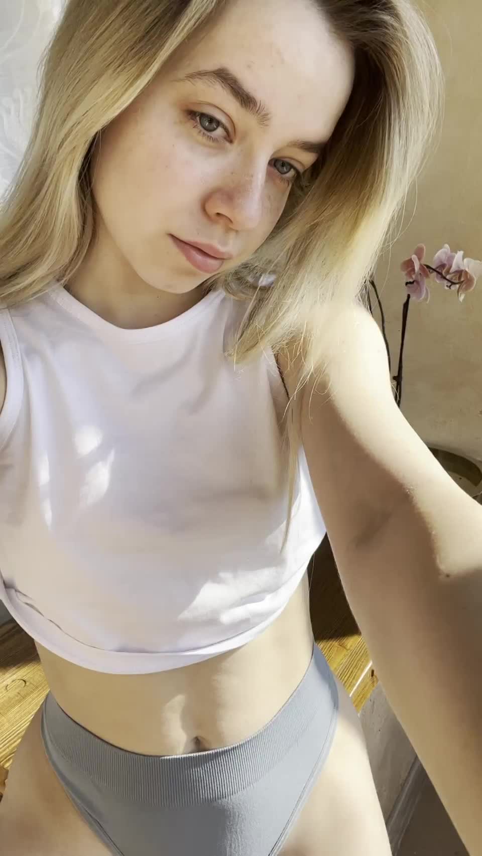 Bite my nipples and I'll let you cover my tummy with your cum : video clip