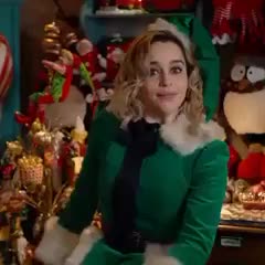 Emilia Clarke realizing that Santa came for more than just her milk and cookies : video clip