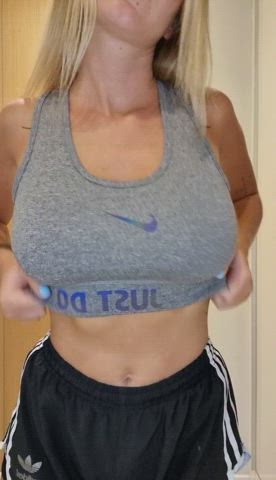 did you think my bust would be this big hidden under my sports bra : video clip