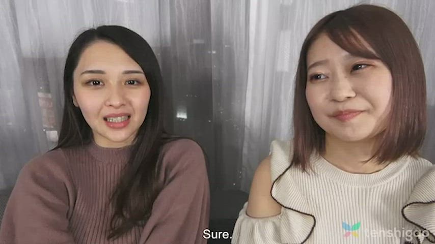 Horny lounge girls, Mio Yoshikawa and Asuka Suzumura in a lesbian show : video clip