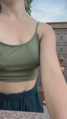 I was feeling way too frisky on my walk through the cemetery to not stop & flash my milky tits [GIF] : video clip