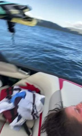 Chick in a string bikini fucked on boat while laughing. More? : video clip