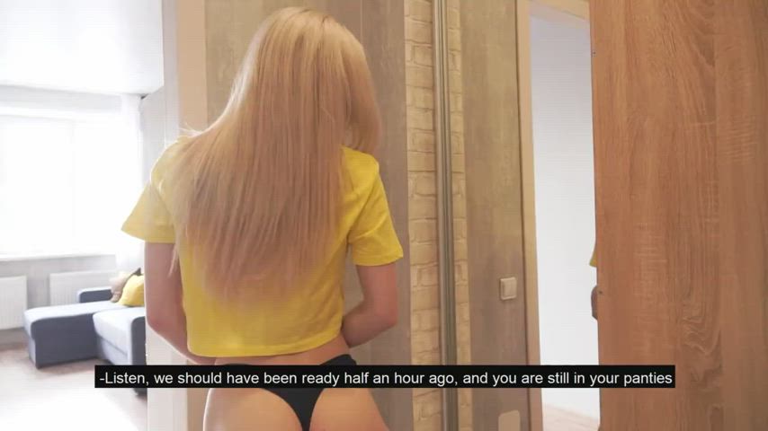 Hot Blonde Quick Russian Sex Creampie Before Work : video clip