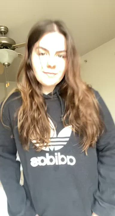 I showed you what’s under my hoodie please respond 🥺 : video clip