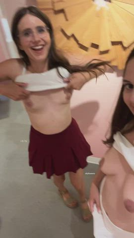 Tits out with my friend, as we often like to be! [GIF] : video clip