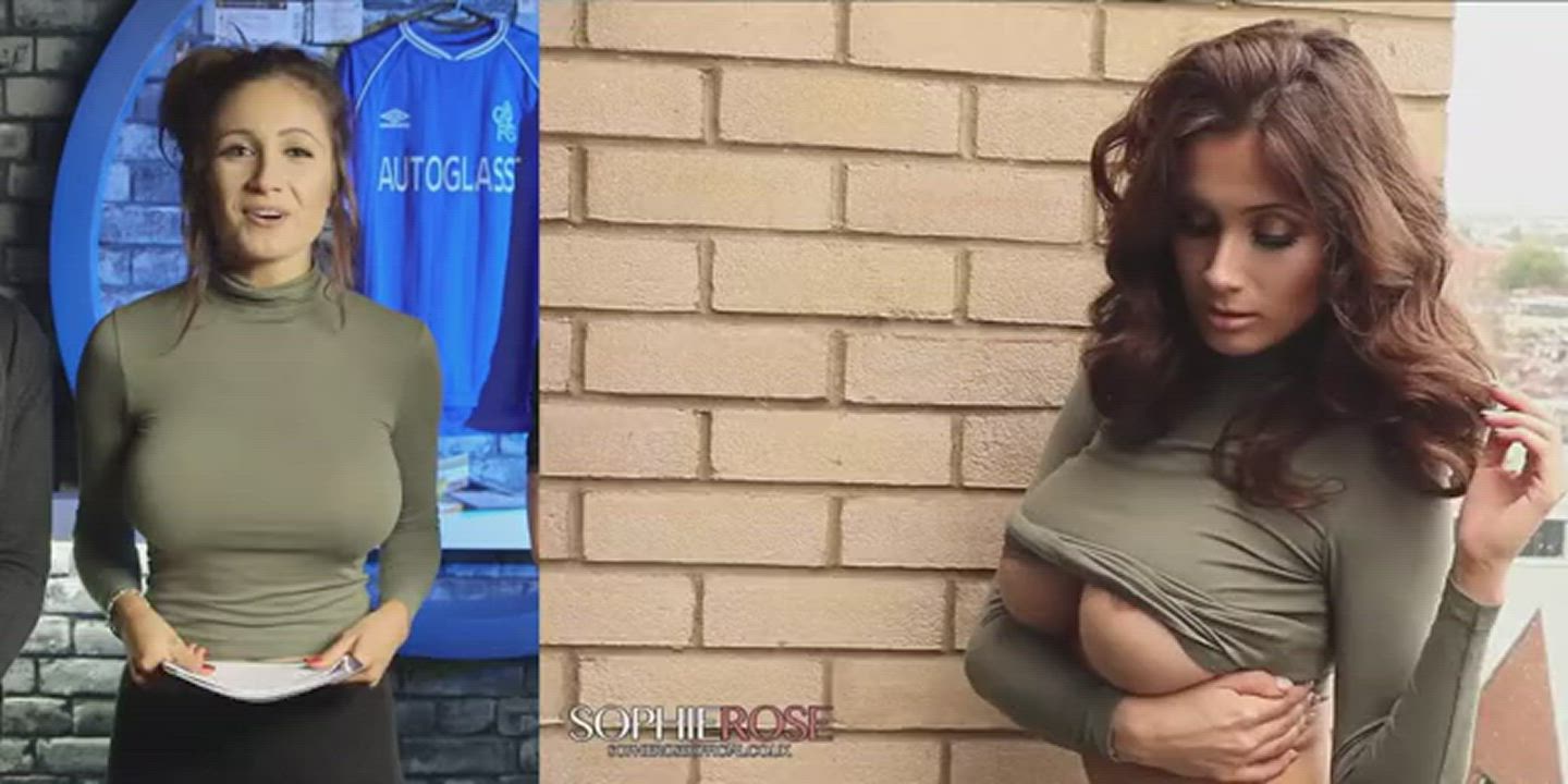 Sophie Rose wearing the same shirt during a TV interview and a softcore porn shoot : video clip