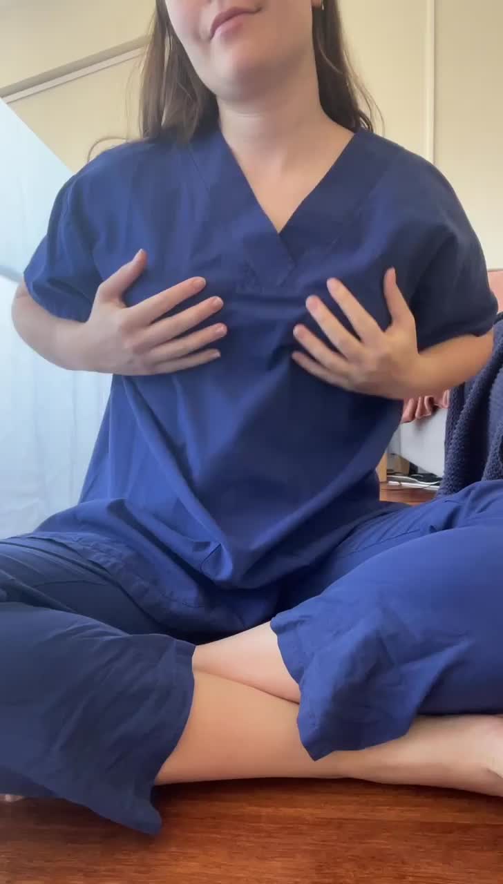 Your favourite bra-less nurse is back. Take a look at what's going on under here : video clip