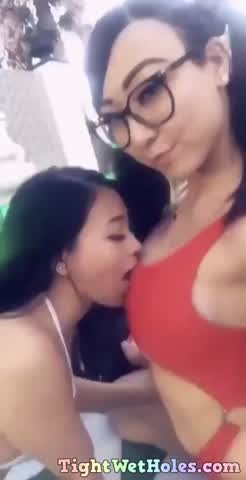 Lesbian Asian cuties = Instant hard on : video clip