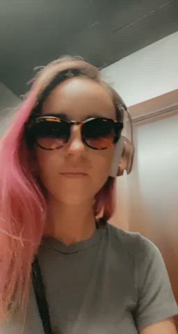 Trying to play with my pussy before the doors to this elevator opened, what a rush [gif] : video clip