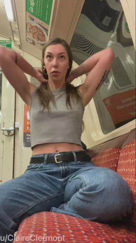 Getting my tits out on the subway [gif] : video clip