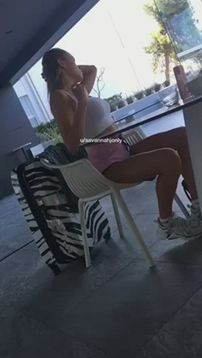 Flasing my boobies during breakfast [OC] [F] [GIF] [00:11] : video clip