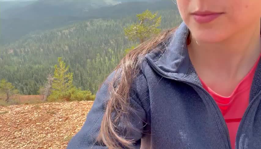 What looks better? My tits or this mountain top view [GIF] : video clip