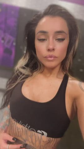 Always flashing my tits somewhere hehe - would you follow me to the locker room? ;) [gif] : video clip