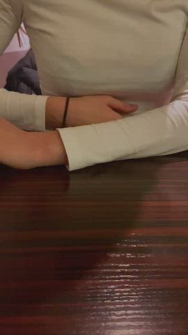 I think the waitress saw me flashing my teen tits, i love the risk hehe… I hope you like the dessert after you paid for the food : video clip