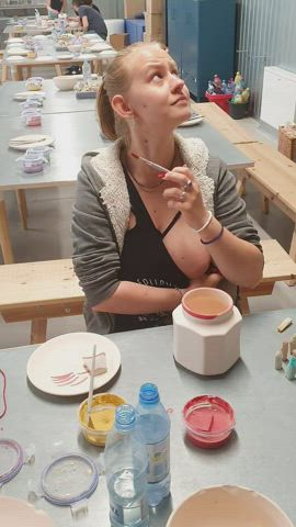 Believe me, this was a very exciting ceramics class. Next time I'm going to make my big boobs out of clay. Heh [GIF] : video clip