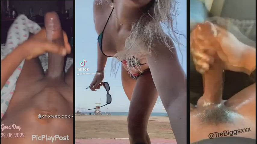 i love going to the beach with my buds and watching them jerk off to me in my swimsuit : video clip