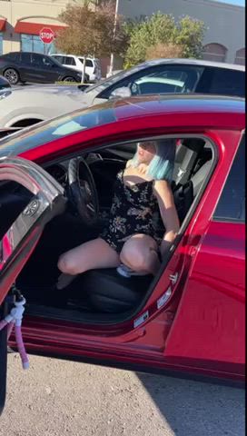 Almost caught by an employee while riding my dildo in the rental 😇[gif] : video clip