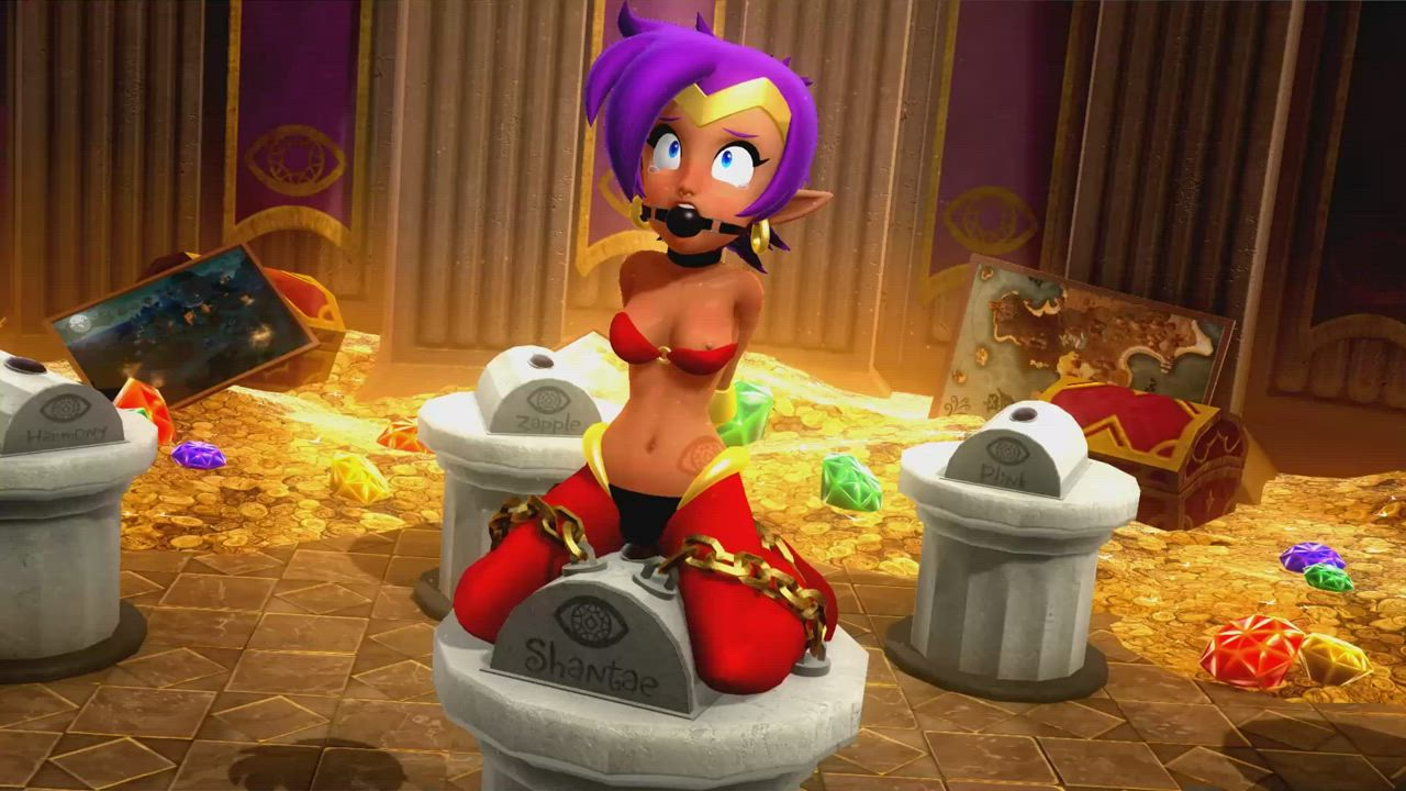 Shantae bound and put on display on a vibrator [SHANTAE] (OnModel3D) : video clip