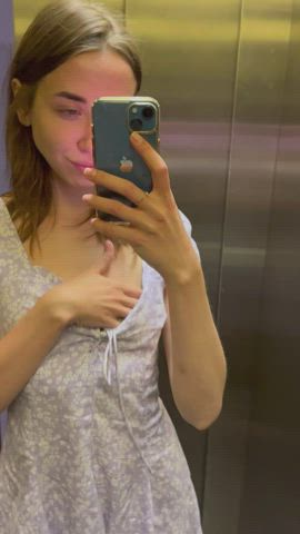 got too horny in the public elevator.. hope I won't get caught haha : video clip