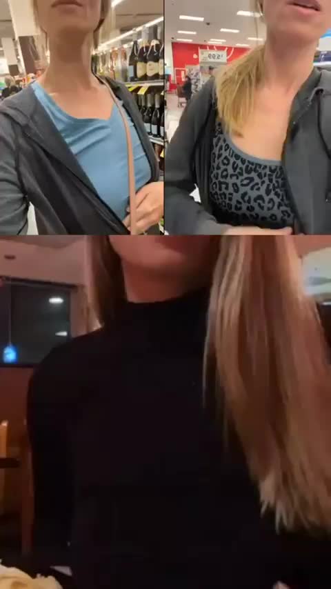 HappyHailey0104 getting her MILF tits out in public [GIF] : video clip