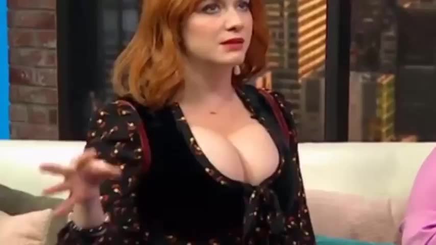 Christina Hendricks showing off her massive tits on live TV