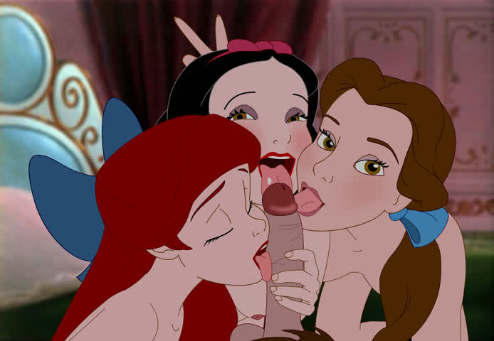 Ariel, Belle and Snow White please cock (Rooler34) [The Little Mermaid, Snow White, Beauty and the Beast] : video clip