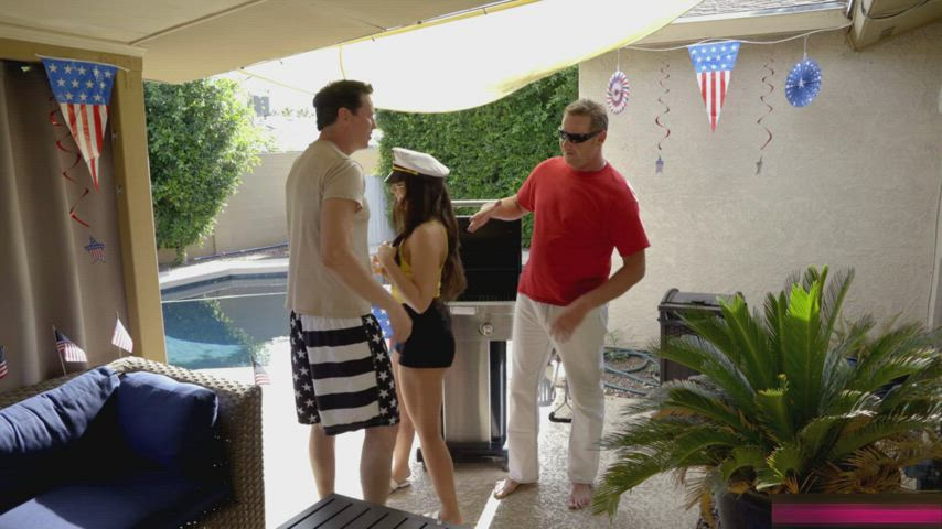 Step Daughter Joins Stepdad & His Friend's Daughter At Barbeque Party : video clip