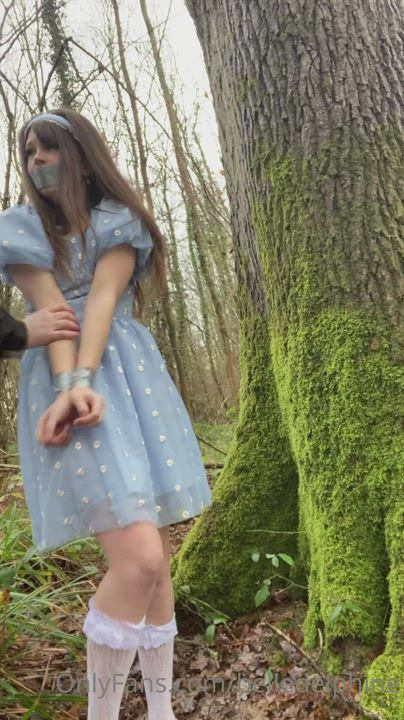 Belle Delphine getting roughed up in the woods : video clip
