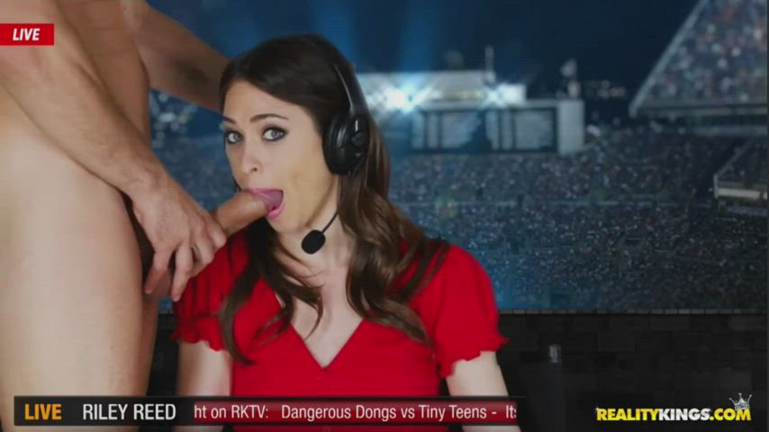 Riley Reid is interrupted during her sports coverage : video clip